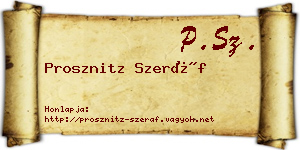 Prosznitz Szeráf névjegykártya